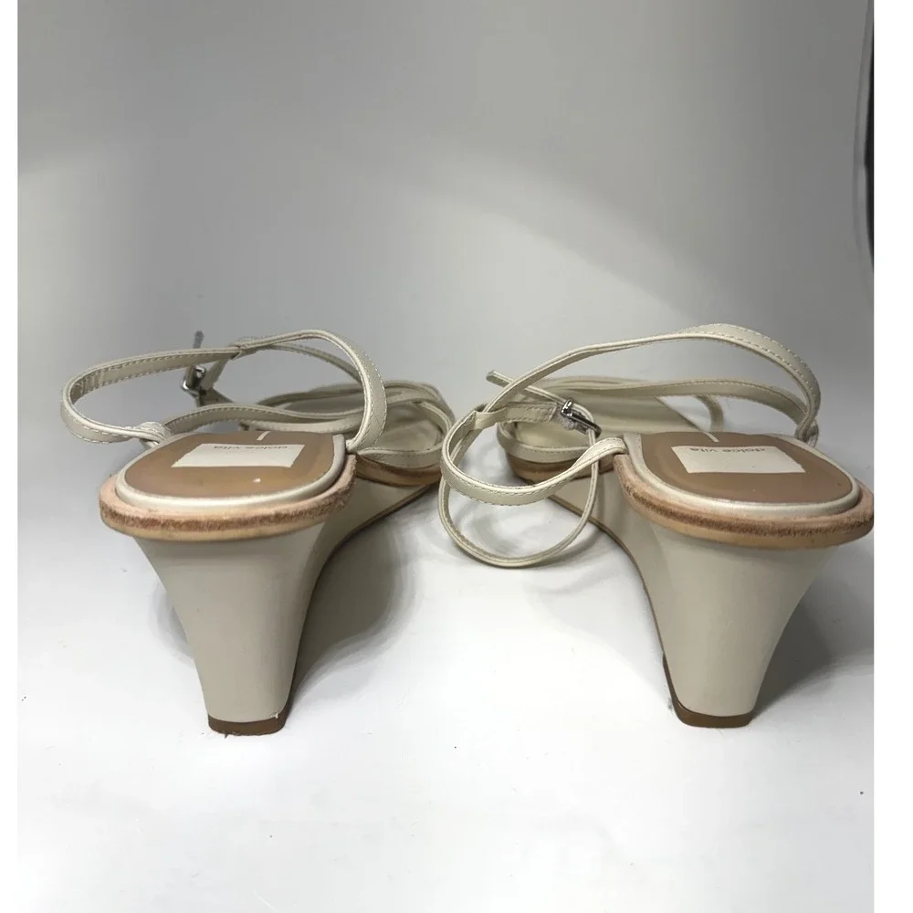 Dolce Vita Women Cream Strappy Square Toe Wedge Sandal Buckle Ankle Strap Size 9